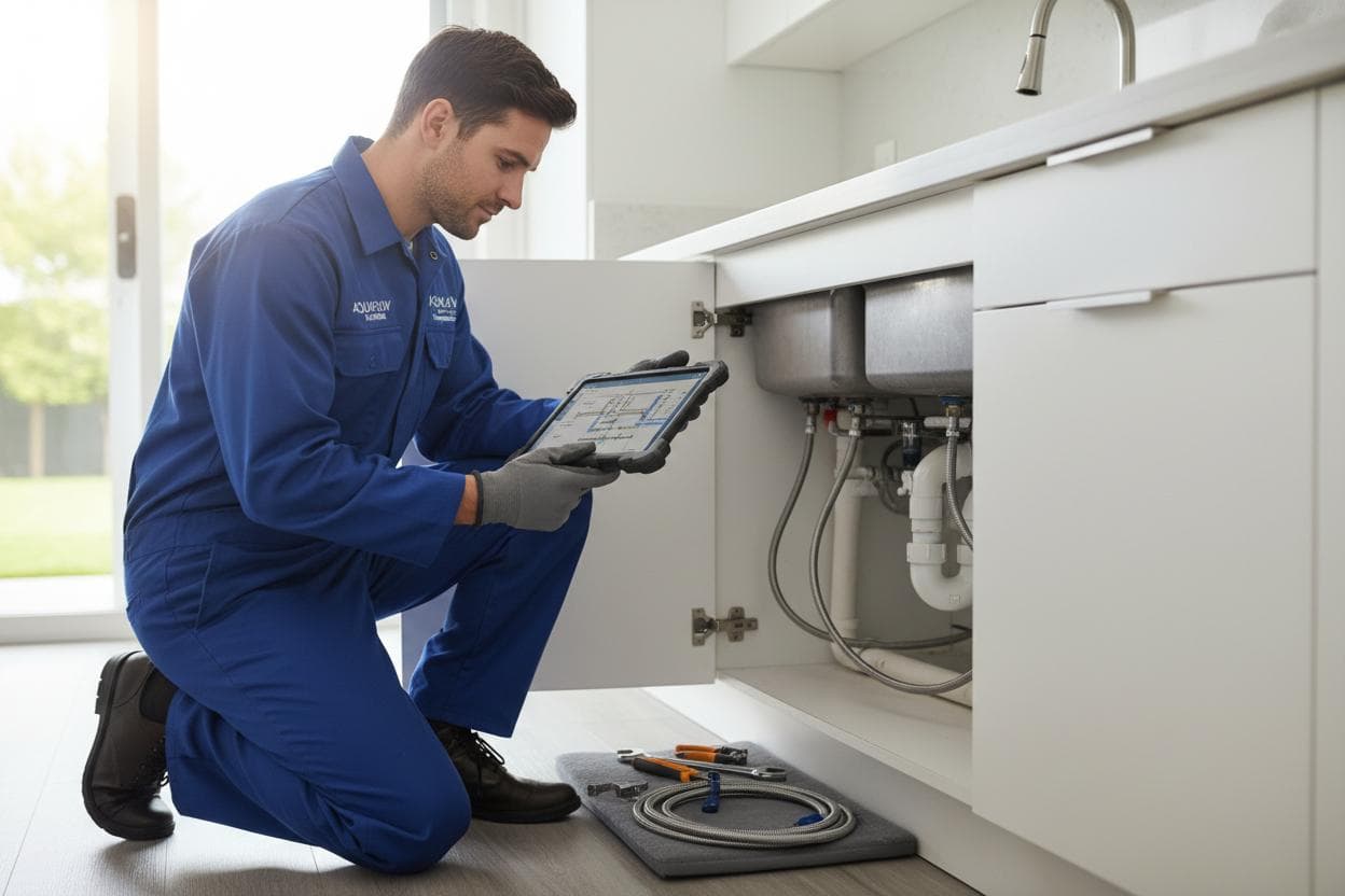 Técnico usando la app TechGo en el móvil durante un servicio